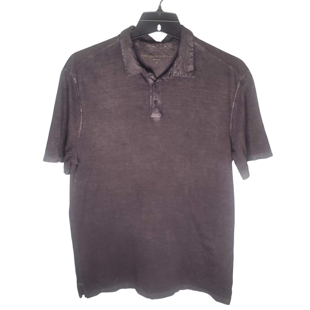 John Varvatos Star USA Marble Wash Polo Shirt Grayish Black Men’s M Cotton